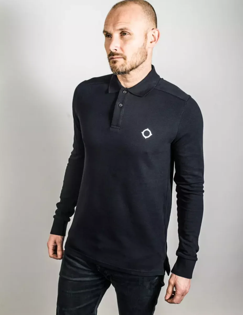 MA Strum LS Pique Polo Shirt | Ink Navy