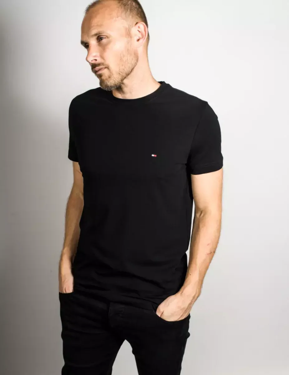 Tommy Hilfiger Stretch Slim Fit T-Shirt | Flag Black