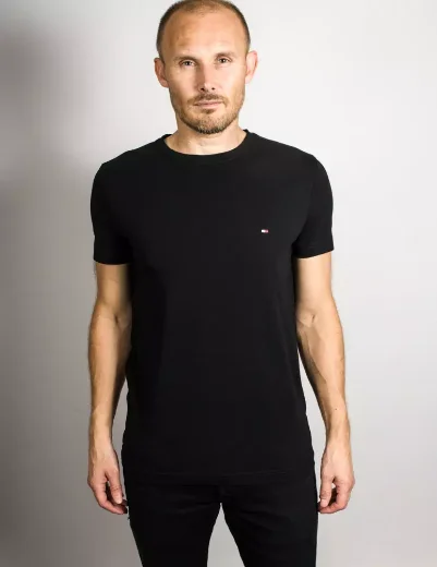 Tommy Hilfiger Stretch Slim Fit T-Shirt | Flag Black