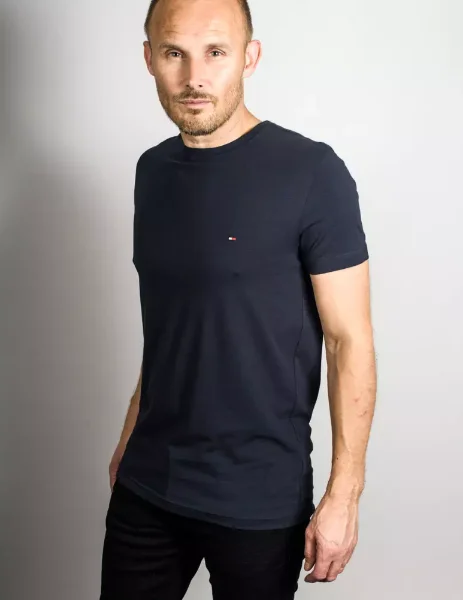 Tommy Hilfiger Stretch Slim Fit T-Shirt | Navy Tommy Hilfiger Stretch Slim Fit T-Shirt | Navy
