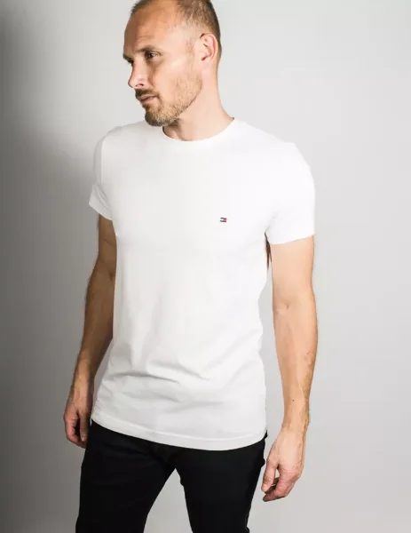 Tommy Hilfiger Stretch Slim Fit T-Shirt | White Tommy Hilfiger Stretch Slim Fit T-Shirt | White