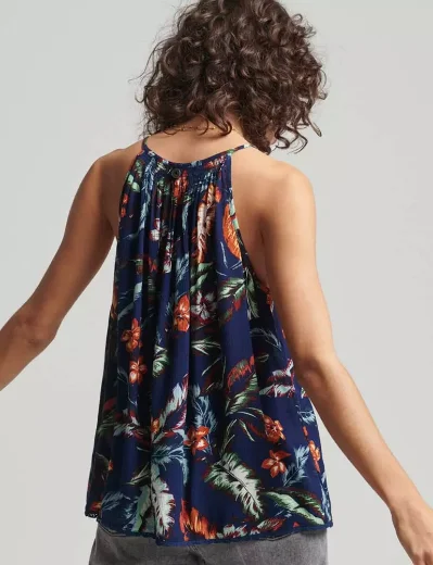 Superdry Womens Beach Cami Top | Indo Leaf Navy