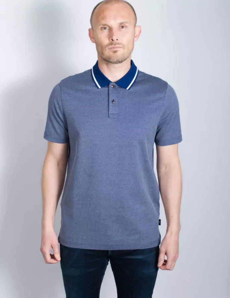 Ted Baker Arts Mini Jacquard Stitch Polo | Dark Blue