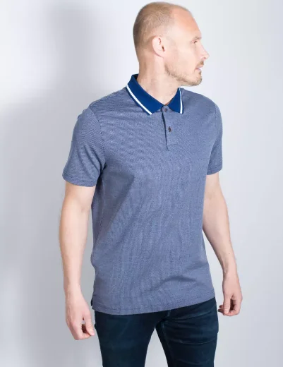 Ted Baker Arts Mini Jacquard Stitch Polo | Dark Blue