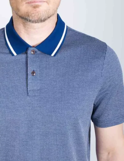 Ted Baker Arts Mini Jacquard Stitch Polo | Dark Blue