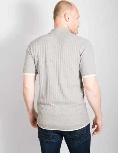 Ted Baker Lytton Textured Knit Polo Shirt | Grey Marl