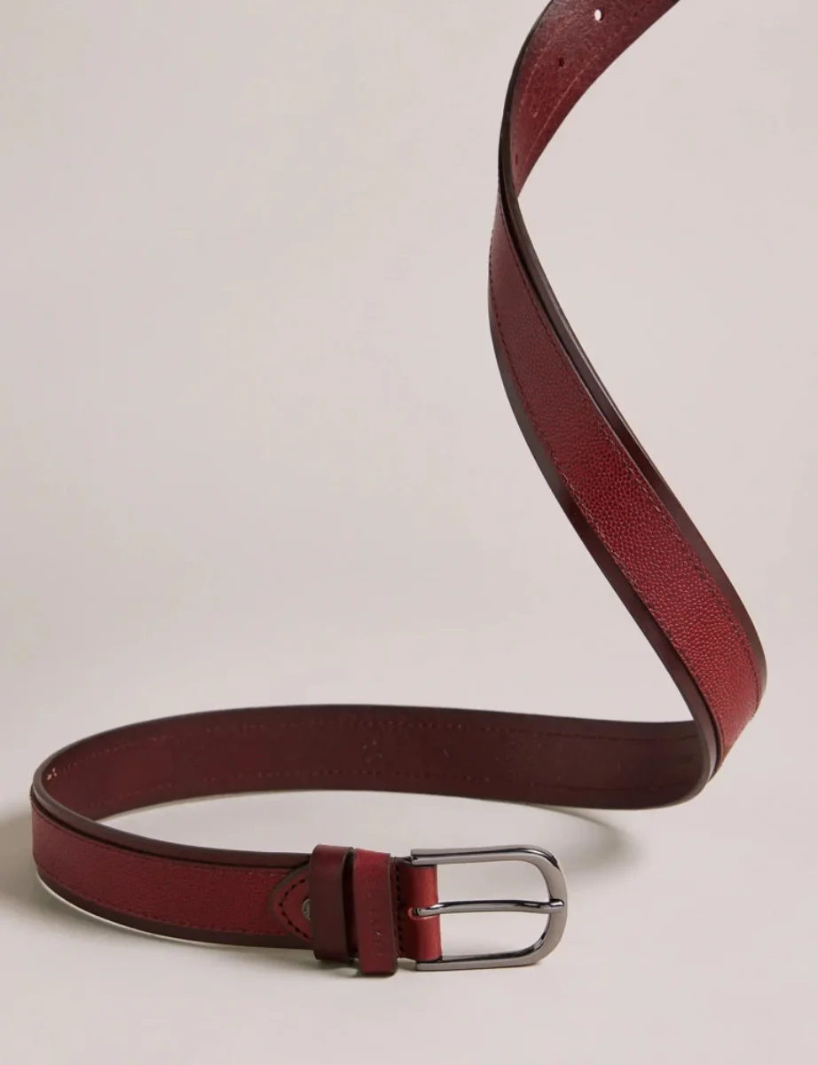 Ted Baker Nightts Caviar Emboss Leather Belt | Oxblood