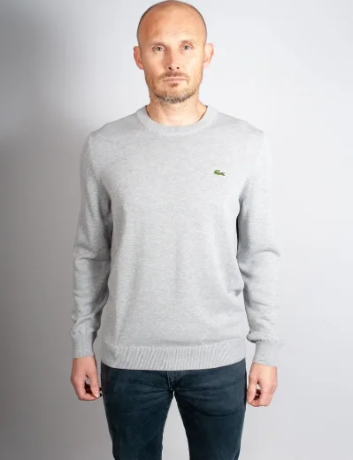 Lacoste Men's Organic Cotton Crew Neck Sweater | Light Grey Marl