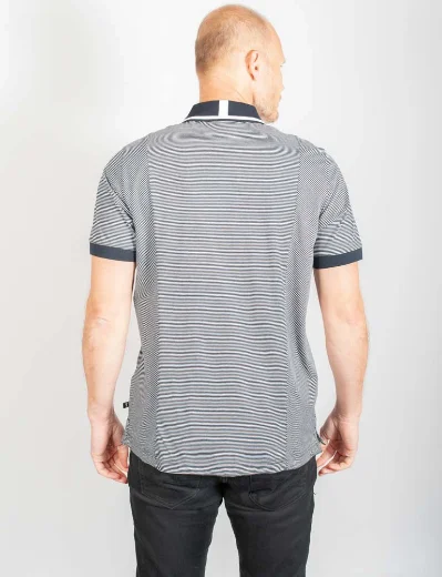 Ted Baker Taigaa Striped Panelled Polo Shirt | Navy