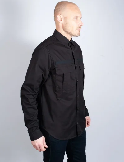 MA Strum Full Placket Over Shirt | Black