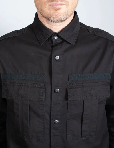 MA Strum Full Placket Over Shirt | Black