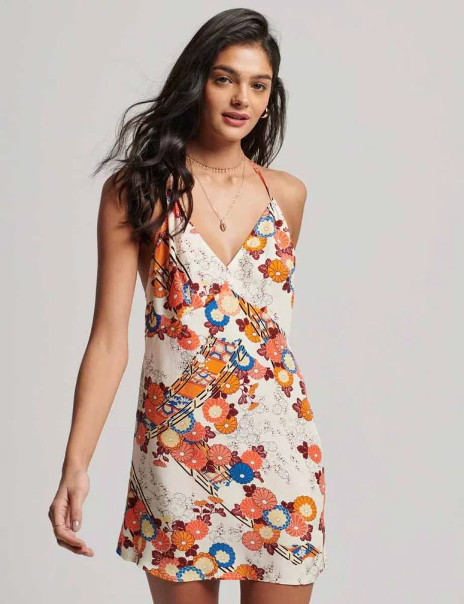 Superdry Vintage Printed Mini Slip Dress | Cream Floral