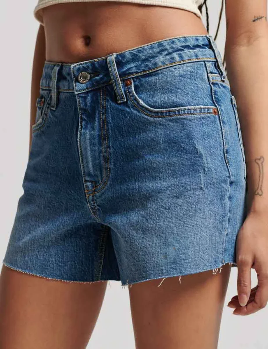 Superdry Vintage Mid Rise Slim Short | Madison Mid Blue