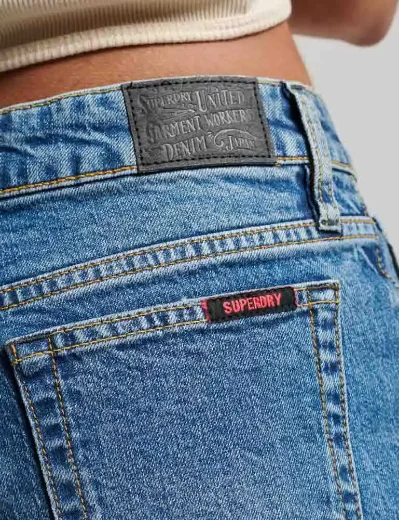 Superdry Vintage Mid Rise Slim Short | Madison Mid Blue