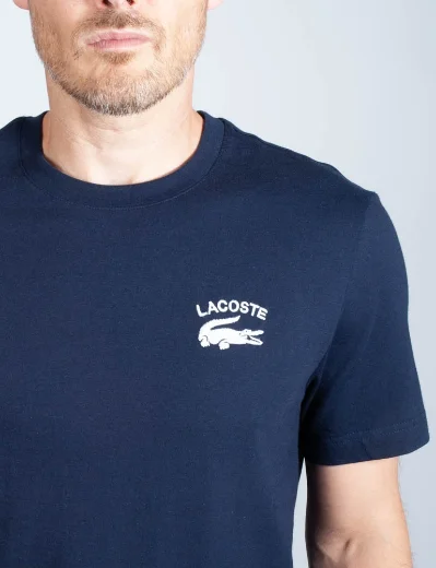 Lacoste Embroidered Croc Cotton T-Shirt | Navy