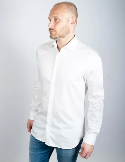 Ted Baker Bellow Long Sleeve Stretch Shirt | White