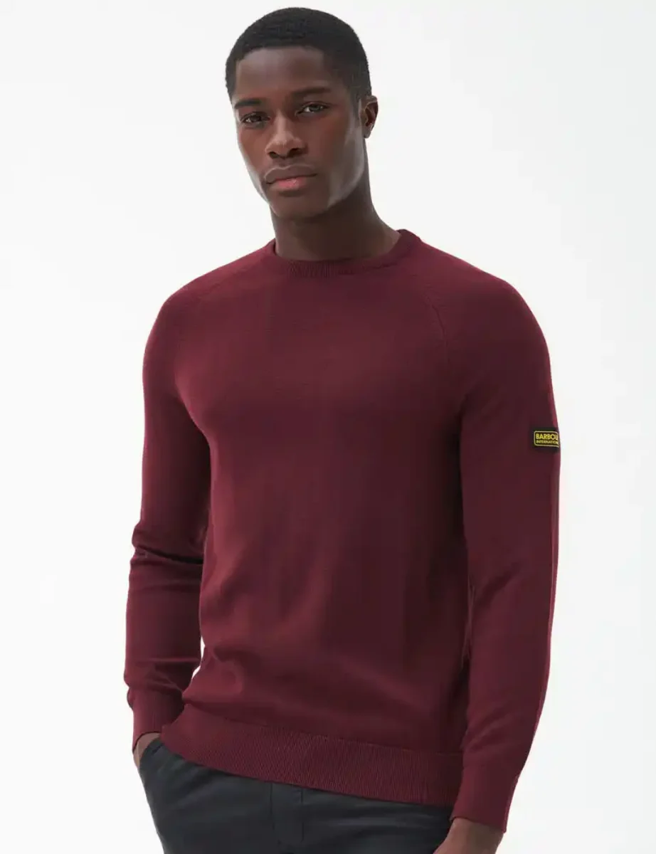 Barbour Intl Cotton Crew Neck Knitted Sweater | Bordeaux