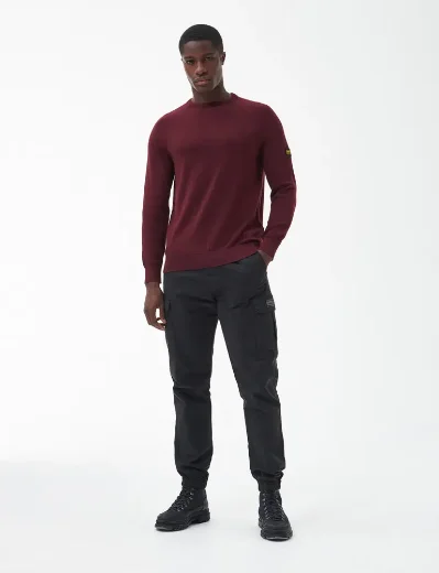 Barbour Intl Cotton Crew Neck Knitted Sweater | Bordeaux