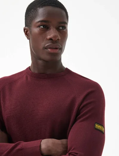 Barbour Intl Cotton Crew Neck Knitted Sweater | Bordeaux