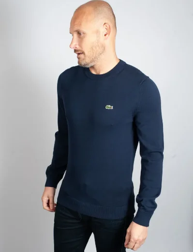 Lacoste Men's Organic Cotton Crew Neck Sweater | Navy