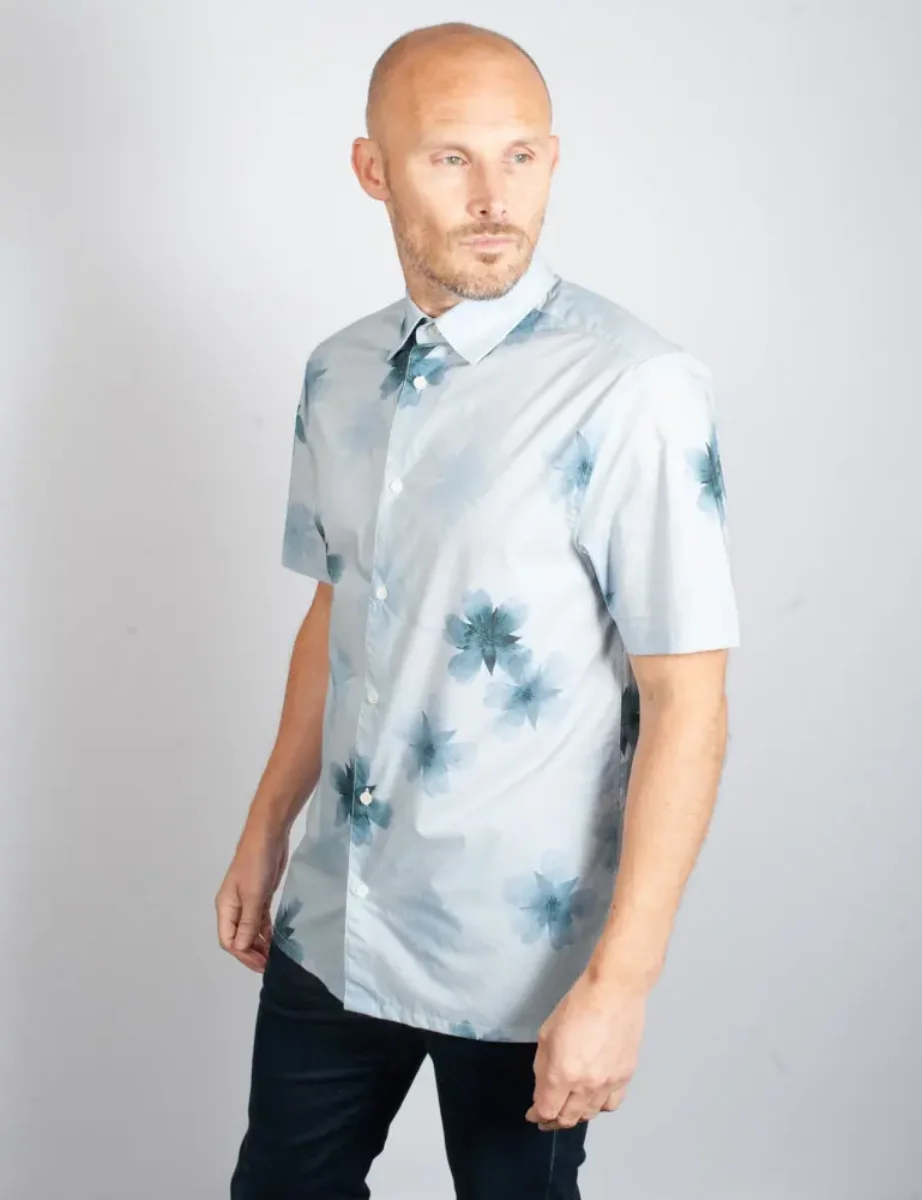 Ted Baker URRIS Floral Print SS Shirt | Pale Blue