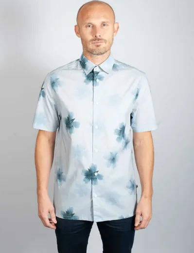 Ted Baker URRIS Floral Print SS Shirt | Pale Blue