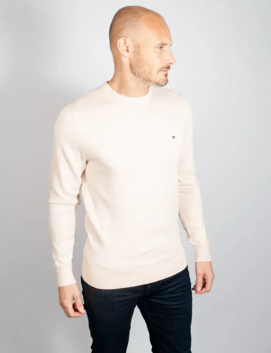 Tommy Hilfiger Pima Cotton and Cashmere Crew Neck Jumper | Cashmere Creme