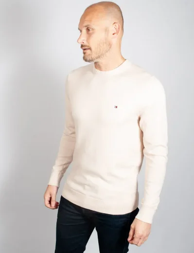 Tommy Hilfiger Pima Cotton and Cashmere Crew Neck Jumper | Cashmere Creme