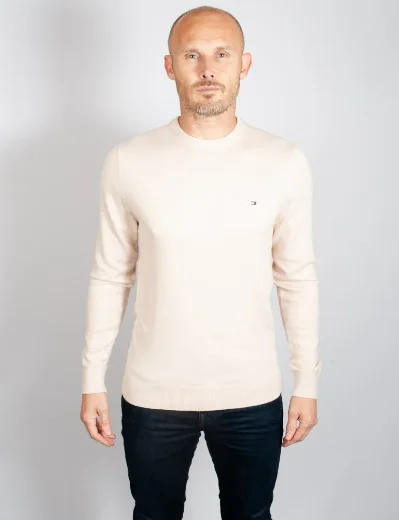 Tommy Hilfiger Pima Cotton and Cashmere Crew Neck Jumper | Cashmere Creme