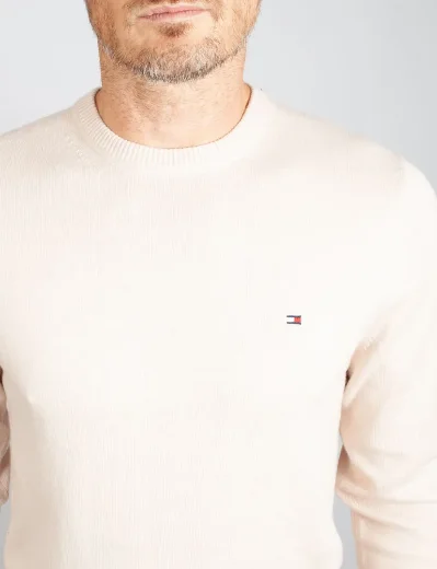 Tommy Hilfiger Pima Cotton and Cashmere Crew Neck Jumper | Cashmere Creme