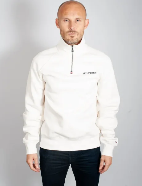 Tommy Hilfiger Monotype Logo Quarter Zip Sweater | Ancient White Tommy Hilfiger Monotype Logo Quarter Zip Sweater | Ancient White