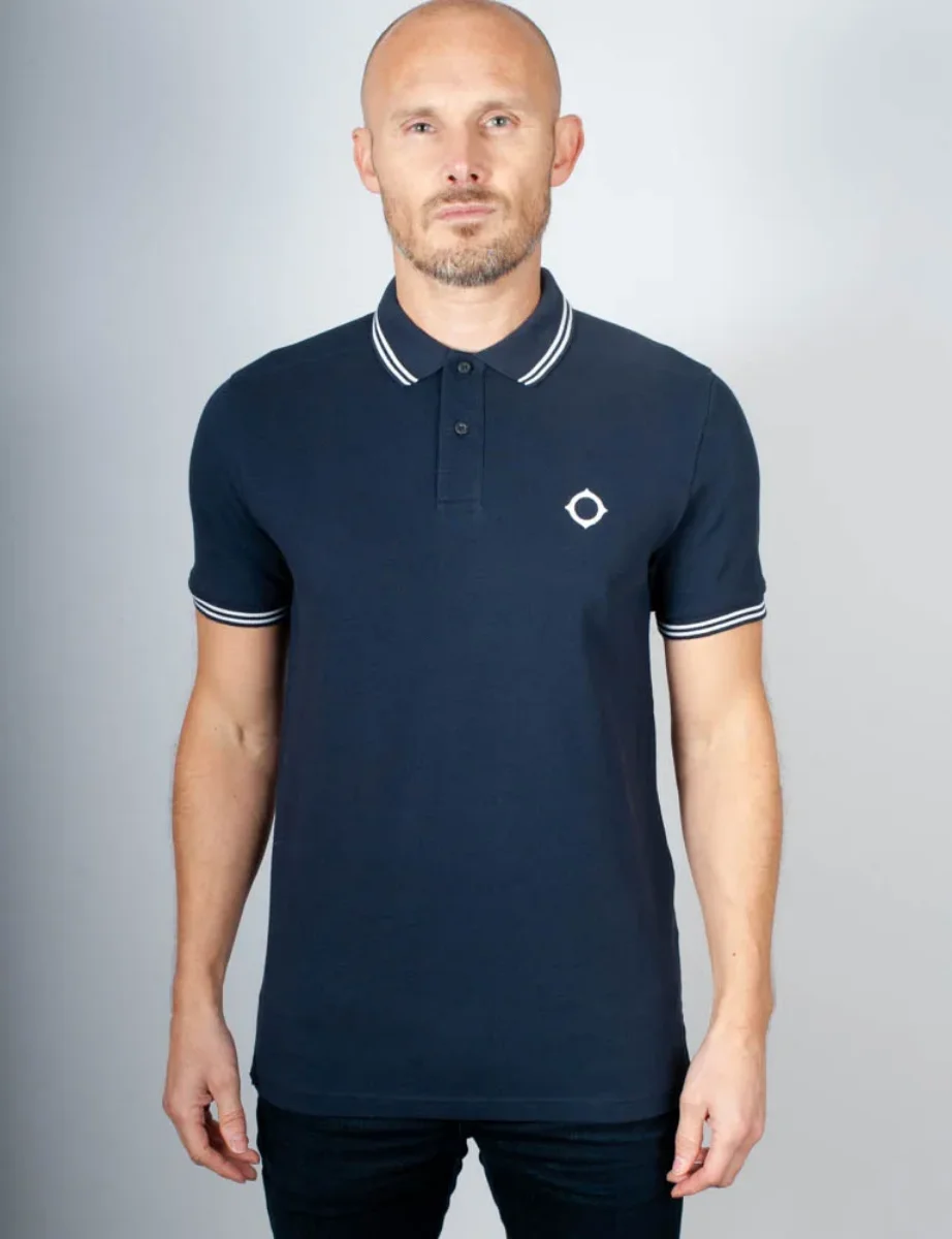 MA Strum Double Tipped SS Polo Shirt | Ink Navy