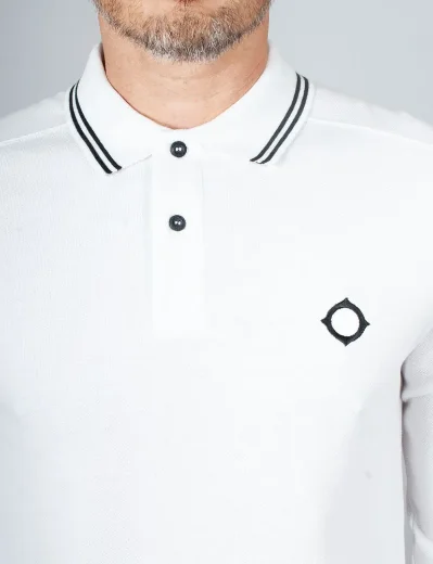 MA Strum LS Double Tipped Polo Shirt | White