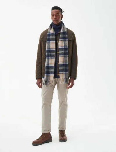 Barbour New Check Tartan Scarf | Sand Beige Plaid