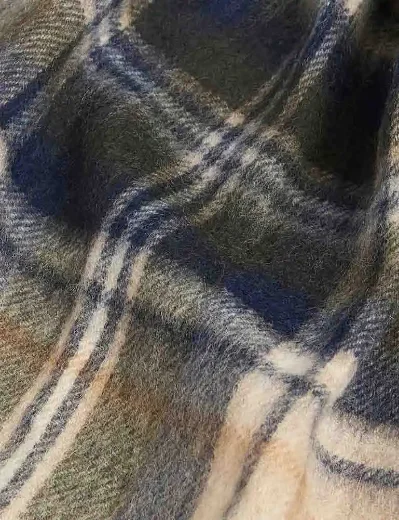 Barbour New Check Tartan Scarf | Sand Beige Plaid