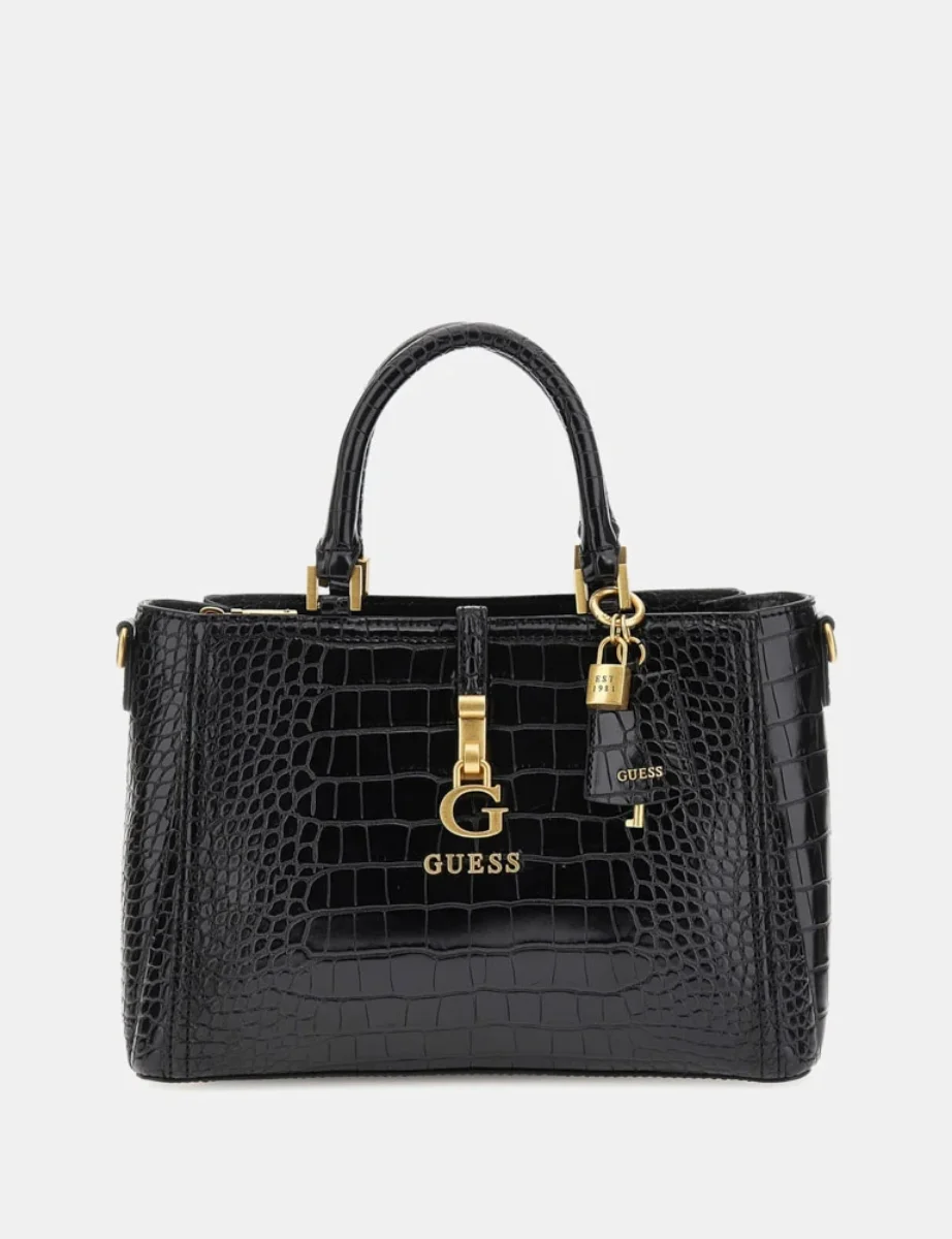 Guess G James Faux Croc Handbag | Black