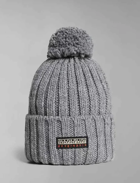 Napapijri Fea Bobble Hat | Medium Grey Melange Napapijri Fea Bobble Hat | Medium Grey Melange