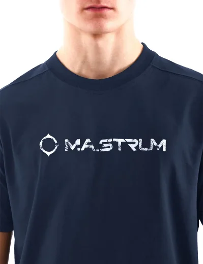 MA Strum Cracked Logo Print T-Shirt | Ink Navy