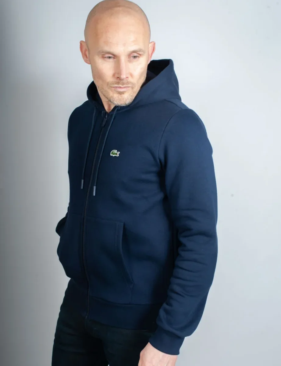 Lacoste Men's Full Zip Hooded Sweater | Navy