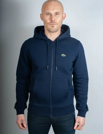 Lacoste Men's Full Zip Hooded Sweater | Navy