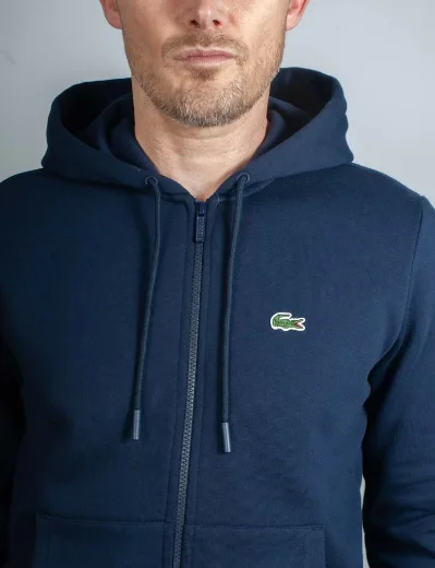 Lacoste Men's Full Zip Hooded Sweater | Navy