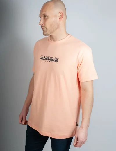 Napapijri Box Logo SS T-shirt | Pink Salmon