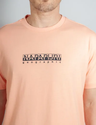 Napapijri Box Logo SS T-shirt | Pink Salmon