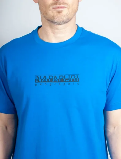 Napapijri Box Logo SS T-shirt | Blue Lapis