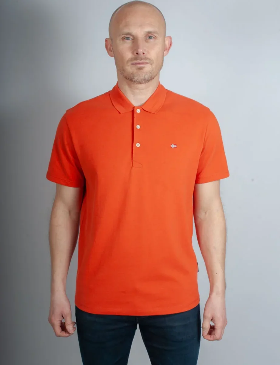 Napapijri Ealis Short Sleeve  Polo Shirt | Orange Burnt
