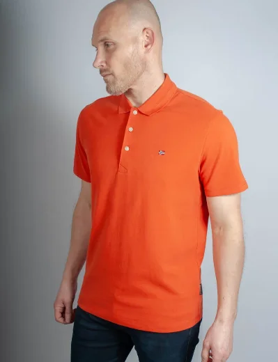 Napapijri Ealis Short Sleeve  Polo Shirt | Orange Burnt