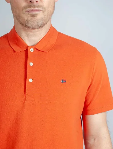 Napapijri Ealis Short Sleeve  Polo Shirt | Orange Burnt