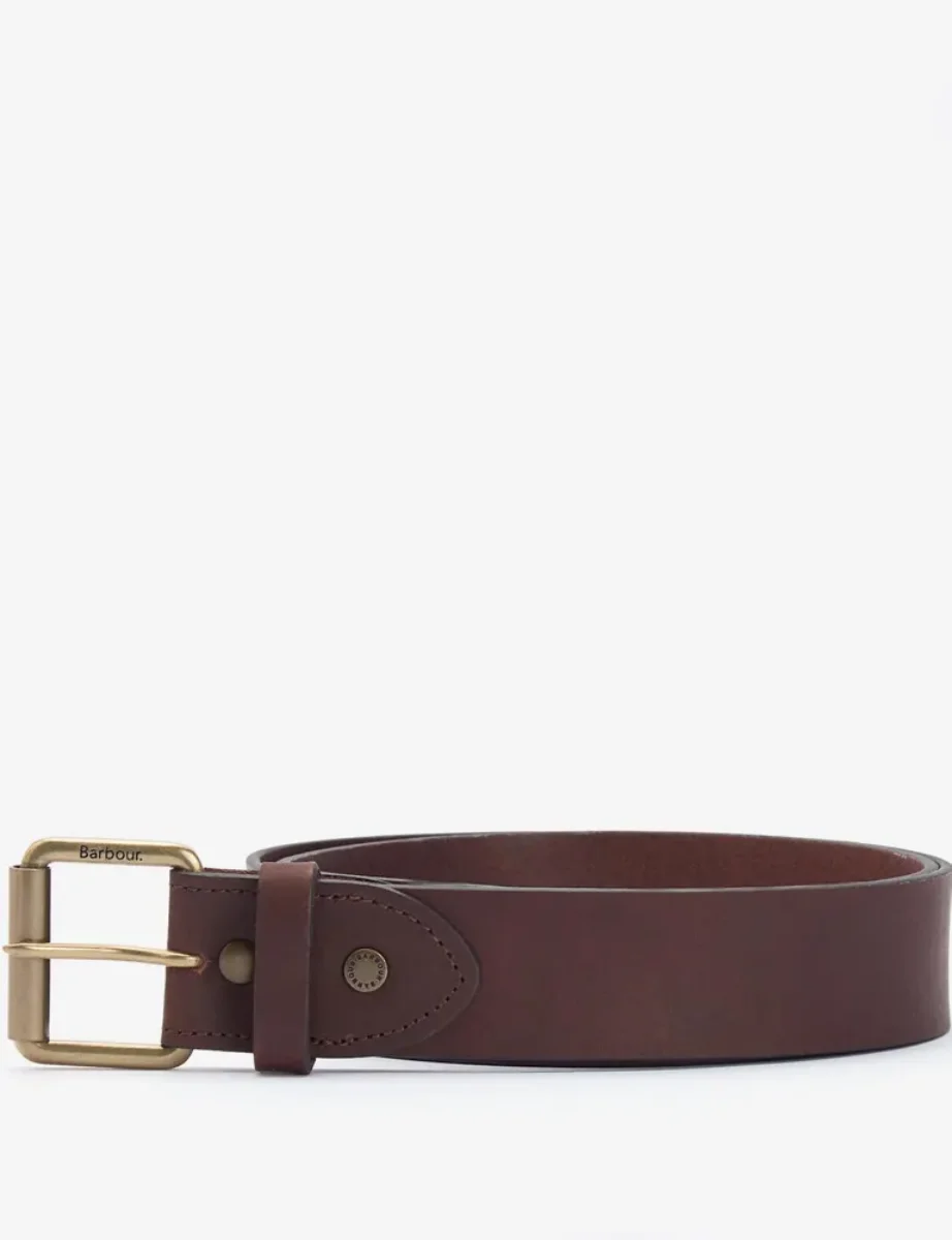 Barbour Contrast Leather Belt | Olive / Brown