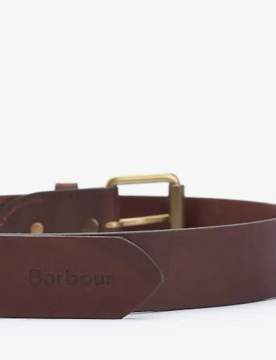 Barbour Contrast Leather Belt | Olive / Brown