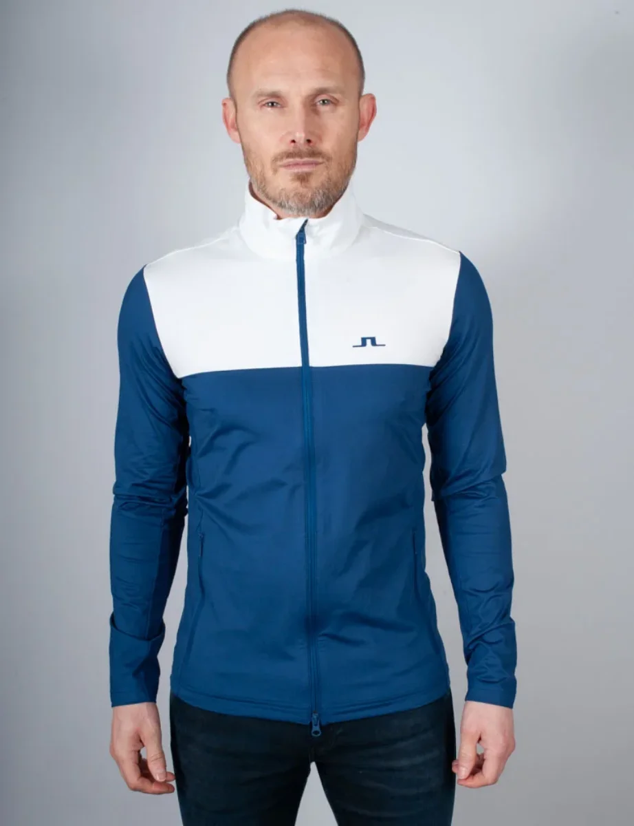 J.Lindeberg Banks Full Zip Sweatshirt | Estate Blue / White